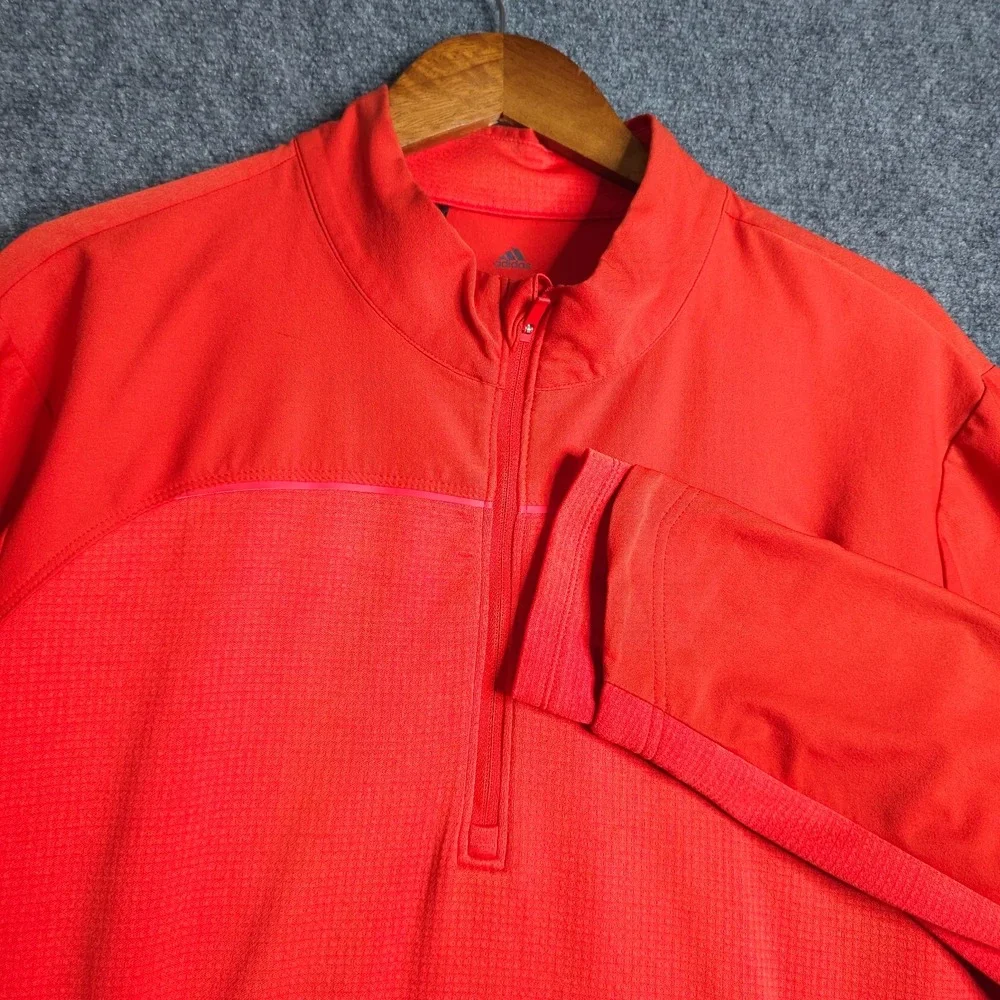 Adidas Go To 1/4 Zip Pullover Sweatshirt Mens Large Red Terry Long Sleeve Golf